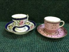 An early nineteenth century hand painted cabinet cup and saucer, probably Minton or Spode,