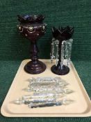 Two Victorian red glass lustres