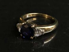 An 18ct gold sapphire and diamond ring,