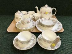 A tray of Minton Spring Bouquet china