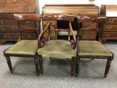 Six Regency mahogany dining room chairs
