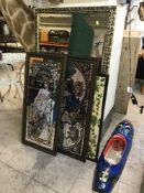 A painted wall mask mirror,