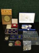 A collection of mostly 20th century coins to include; pennies, sixpence pieces, American dollars,