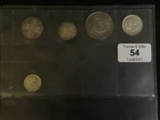 Georgian coins to include: George II shilling and sixpence 1758, George III half crown 1817,