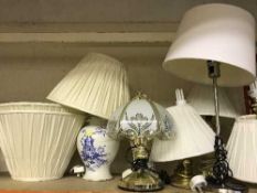 Six table lamps and shades