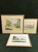 Three contemporary watercolour drawings