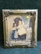 A gilt framed print - girls in Victorian dress