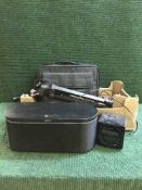 Two boxes of Advent lap top, Bluetooth wireless speakers, camera tripod,