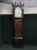 A 19th century inlaid mahogany long-cased clock with painted dial