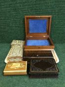 Two bone and mother of pearl inlaid trinket boxes, inlaid jewellery box,