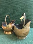 Two copper coal buckets