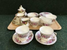 A tray of Royal Albert Old Country Roses tea china,