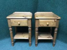 A pair of pine bedside stands