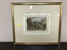 A. D. Peppercorn : A farmyard, watercolour, 17 cm x 13 cm, framed, signed.