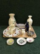 A tray of Maling vase, Aynsley Wild Tudor vase, Royal Crown Derby plate,