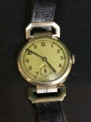 A vintage rose gold Rotary maximus wrist watch in Art Deco style with gold fittings