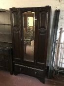 A Victorian mahogany mirror door wardrobe (no cornice)