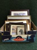 A box of assorted pictures, prints - equestrian,