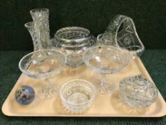 A tray of pressed glass