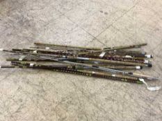 A bundle of assorted fishing rods