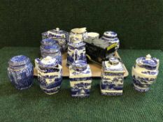 A tray of Ringtons lidded jars,
