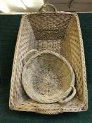 A large wicker hamper and basket
