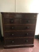 A Victorian mahogany chest of five drawers