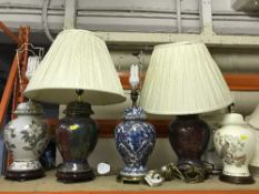 Six assorted ceramic table lamps and shades