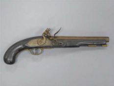 An early 19th century flintlock pistol, with 23cm barrel,