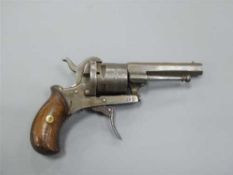 A late 19th century Belgian pinfire double-action revolver, the 7.