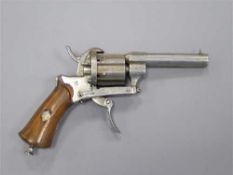 A late 19th century double-action pinfire revolver, The Guardian model of 1878, with 7.