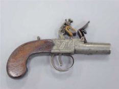 A late 18th century flintlock pocket pistol, the lock signed Nock, London, with a 3.