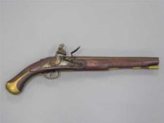 An early 19th century long barrel flintlock pistol, with 30.