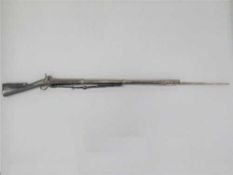 A 19th century French percussion cap musket, with 108cm barrel, walnut stock with leather sling,
