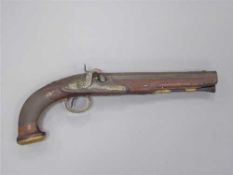 An early 19th century officer's percussion cap pistol, converted from a flintlock,
