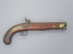 An early 19th century percussion cap pistol, with 20cm octagonal barrel,
