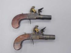 A pair of late 18th century flintlock pocket pistols by Johnson & Collins,