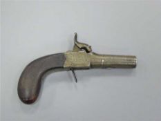 A 19th century percussion cap pocket pistol by Fenton of London, with 4.