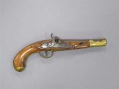 An early 19th century officer's percussion cap pistol, probably French, converted from a flintlock,