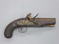 A late 18th/early 19th century flintlock overcoat pistol by T.