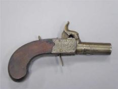 A 19th century percussion cap pocket pistol, by Wilmot & Roberts, with 4cm screw off barrel,