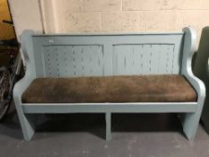 A painted pine settle - blue