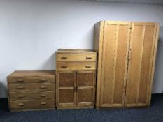 An oak 1920s three piece bedroom suite