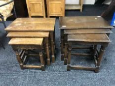 Two nests of oak tables