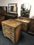 A 1920's oak chest and matching dressing table