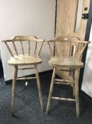 A pair of pine bar stools