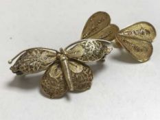 A 9ct gold butterfly pendant and earring set