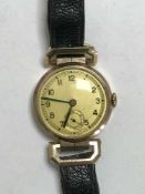 A vintage rose gold Rotary maximus wrist watch in Art Deco style with gold fittings