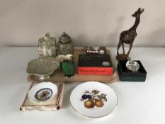 A tray of Sadler teapot, Cloisonne vase, Carlton ware cream jug and bowl,