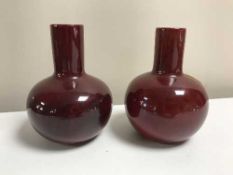 A pair of Royal Doulton Flambe vases